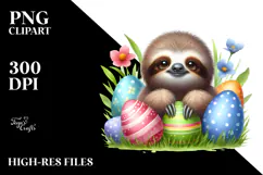 Digital Watercolor Baby Sloth PNG Product Image 2