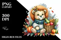 Baby Lion Vegetable Basket Clipart Product Image 1