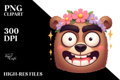 Goofy Bear Wearing Flower Crown PNG Product Image 2