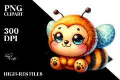 Vibrant Colorful Old Plush Bee | Sublimation | Clipart Product Image 2