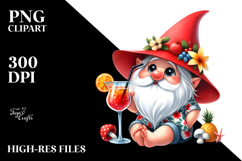 Whimsical Cocktail Gnome Watercolor PNG Product Image 2