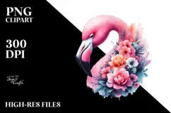 Flower Flamingo Abstract | Watercolor Clipart Product Image 1