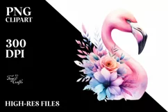 Flower Flamingo Abstract | Watercolor Clipart Product Image 1