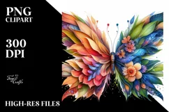 Abstract Vibrant Watercolor Butterfly, Transparent PNG Product Image 3