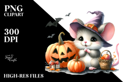 Simple Watercolor Halloween Baby Mouse PNG Product Image 2