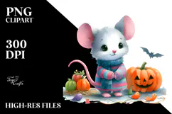 Simple Watercolor Halloween Baby Mouse PNG Product Image 2