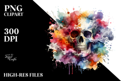 Colorful Grungy Skull Painting, PNG Product Image 2