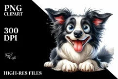 Crazy Border Collie Funny | Watercolor Clipart Product Image 3