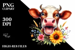 Cow Enthusiastic Cow Portrait with Large Goofy Smile | Product Image 3