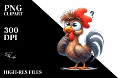 Thoughtfull Watercolor Rooster Clipart: Sublimation Clipart Product Image 1