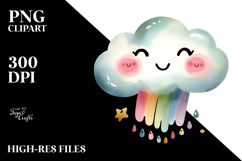 Whimsical Simple Smiling Cloud PNG Product Image 2