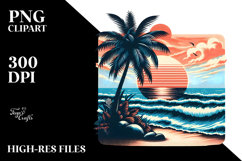 Retro Tropical Beach Sunset PNG Product Image 2