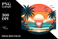 Retro Tropical Beach Sunset Tee, PNG Product Image 2