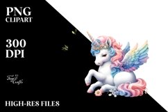 Baby Unicorn in Baroque Garden PNG Product Image 3