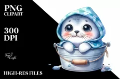 Whimsical Hooded Seal in Bucket | Clipart Product Image 3