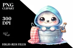 Whimsical Hooded Seal in Bucket | Clipart Product Image 3