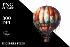 Vintage Rusty Hot Air Balloon with Flowers PNG Product Image 1