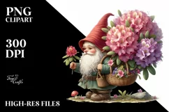 Digital Painting of Gnome with Rhododendron Bouquet Product Image 1