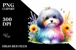 Cute Colorful Havanese Watercolor | Sublimation | Clipart Product Image 3