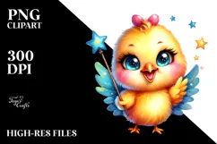 Vibrant Cute Chicken with Magic Wand PNG Product Image 2