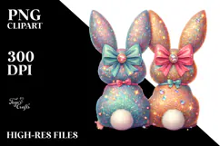 Colorful Retro Bunnies Sitting PNG Product Image 2
