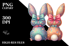 Colorful Retro Bunnies Sitting PNG Product Image 2