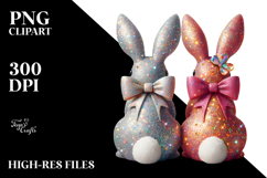Colorful Vintage Bunny Sitting PNG Product Image 2