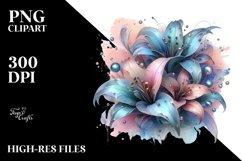 Abstract Pastel Lobelia with Metallic Inserts | Clipart Product Image 1