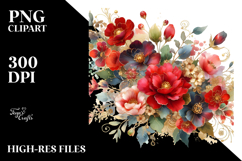 Red Flowers with Gold Insertions, Transparent PNG Product Image 2
