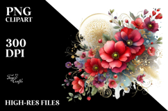 Red Flowers with Gold Insertions, Transparent PNG Product Image 2