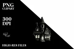 Vintage Halloween Scene with Witch, Transparent PNG Product Image 1
