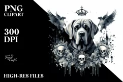 Watercolor Gothic Dog Summer Sticker Flower Clipart Product Image 3