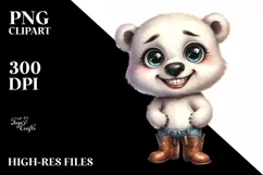 Polar Bear Big Eyes Standing Up Human Like Cowboy Boots Product Image 1