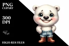 Polar Bear Big Eyes Standing Up Human Like Cowboy Boots Product Image 1