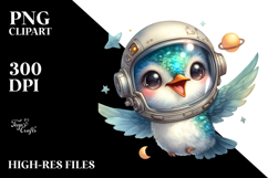 Baby Parrot with Astronaut Helmet, Watercolor Image Product Image 2