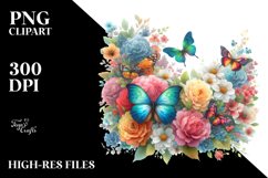 Colorful Butterfly Flower Painting, PNG Product Image 2
