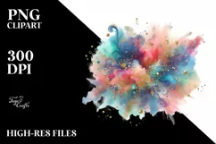 Colorful Watercolor Splash Glitery | Clipart Product Image 3