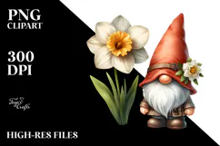 Cute Gnome Narcissus PNG Product Image 2