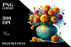 Colorful Marigold Vase | Sublimation Clipart Product Image 3