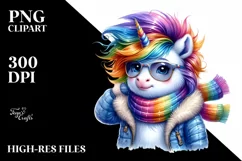 Watercolor Winter Unicorn PNG Product Image 3