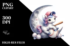 Baby Unicorn Playing Baseball on the Moon | Sublimation Product Image 2