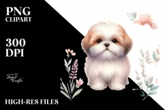 Cute Pastel Shih Tzu Watercolor | Sublimation | Clipart Product Image 3