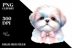Cute Pastel Shih Tzu Watercolor | Sublimation | Clipart Product Image 1