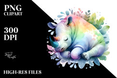 Whimsical Rhino Sleeping | Sublimation | Clipart Product Image 2