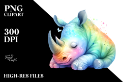 Whimsical Rhino Sleeping | Sublimation | Clipart Product Image 2