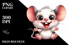 Excited Baby Mouse Watercolor Clipart Product Image 3