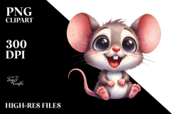 Excited Baby Mouse Watercolor Clipart Product Image 2