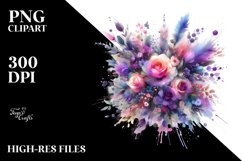 Watercolor Abstract Colorful Bouquet | Sublimation | Clipart Product Image 1