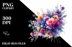 Watercolor Abstract Colorful Bouquet | Sublimation | Clipart Product Image 3