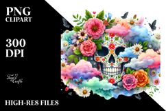 Colorful Grungy Skull Painting, PNG Product Image 2